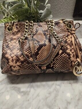 EUC Michael Kors Leather Python Crossbody/Shoulder Bag